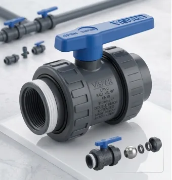 {شیر توپی مهره ماسوره ای دو سر دنده UPVC ویسپار