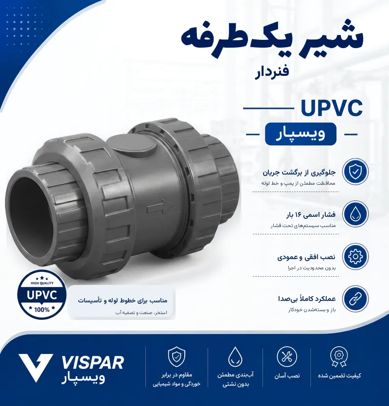 شیر یک طرفه فنردار UPVC ویسپار