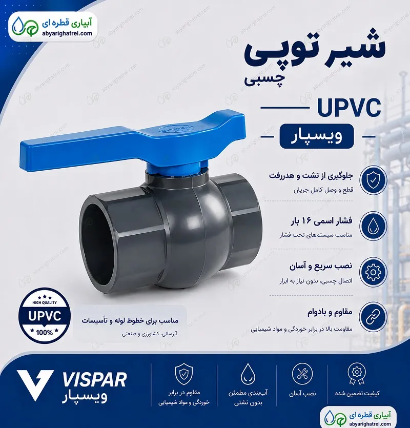 شیر توپی چسبی UPVC ویسپار